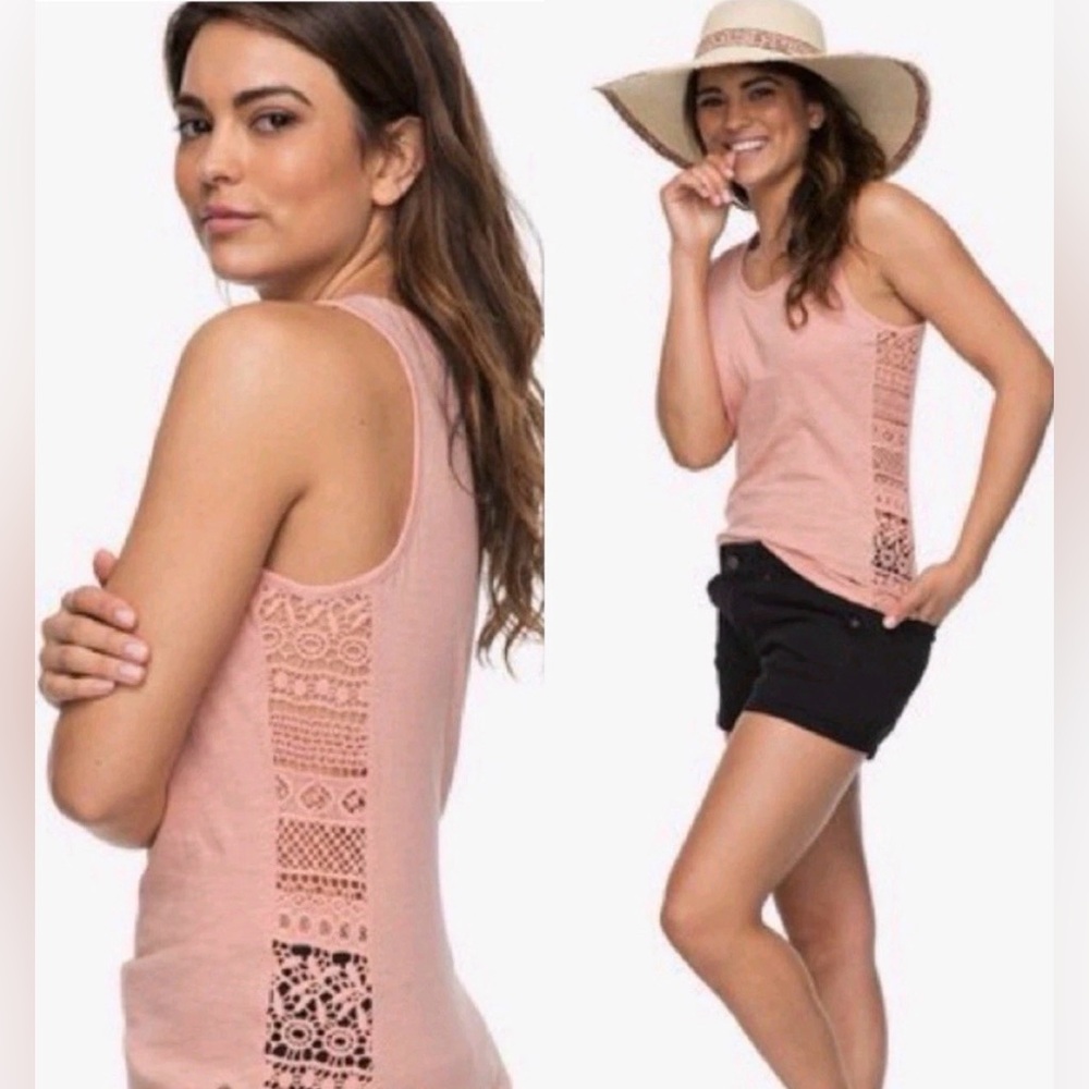 Small Roxy Lace Crochet Tank Top Pink Sleeveless Boho Summer NWT
